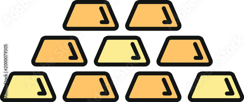 Gold bars stacked in a pyramid, representing wealth, investment, and savings concept