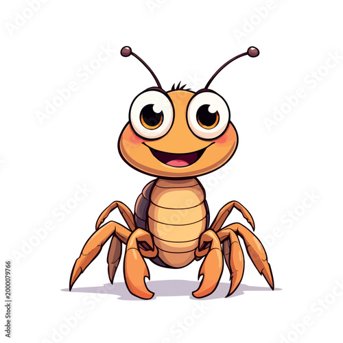 Vsai friendly cartoon ant character smiling with big eyes