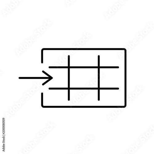 A vector icon representing data input in data workflow systems, created in line style with editable stroke