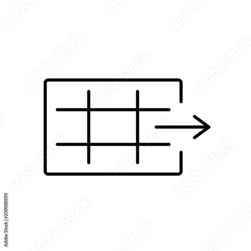 A vector icon representing data output in data workflow systems, created in line style with editable stroke