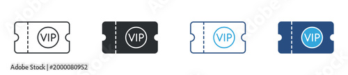 VIP ticket icon set. premium membership access symbol. exclusive service, loyalty program, special privileges concept. vector illustration.