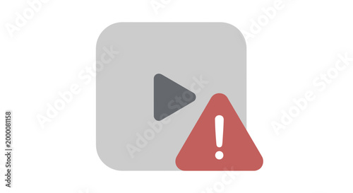 Media Player Play Button with Video Playback Error Warning