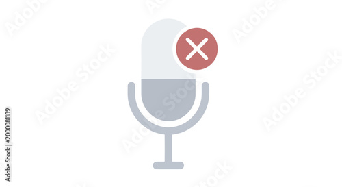 Muted Microphone Icon with Red Cross for Disabled Audio Input