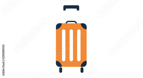 Modern orange travel suitcase with retractable handle and wheels on a white background