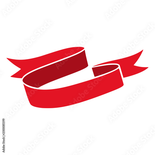 cartoon waving red blank ribbon festival party ornament decoration element flat color vector illustration template design