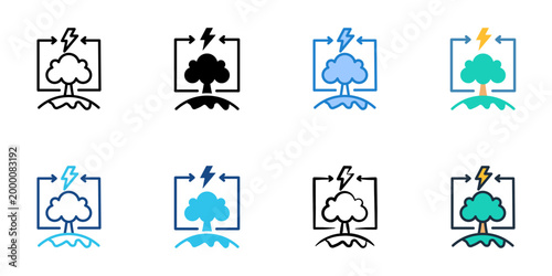 Biomass icons set multiple style collection. Editable stroke 
