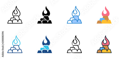 Coal icons set multiple style collection. Editable stroke 
