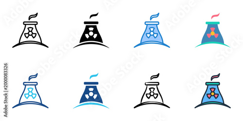 Nuclear icons set multiple style collection. Editable stroke 
