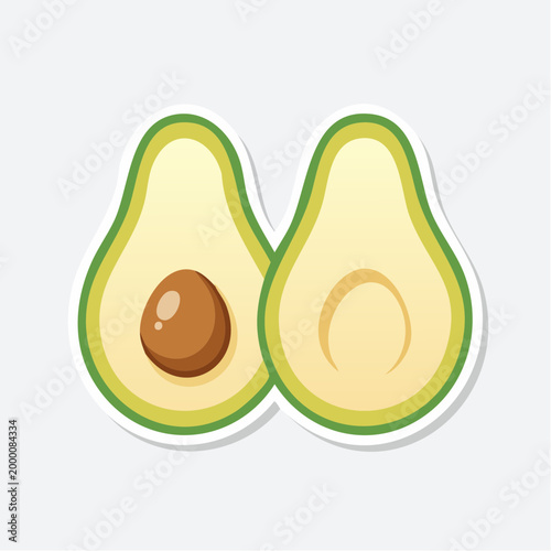 Stylized illustration of two avocado halves