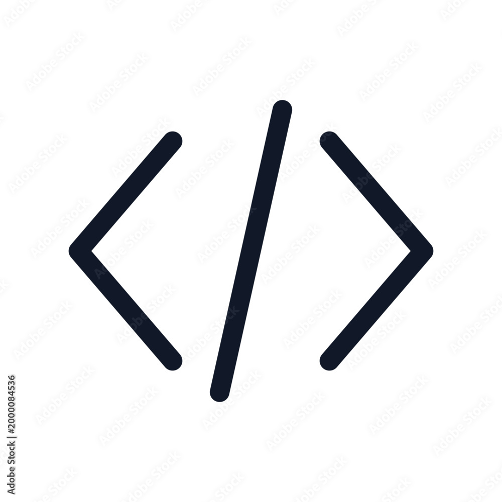 Obraz premium Code Brackets Line Icon — Programming Developer Vector Symbol