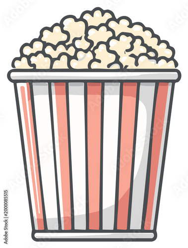 Classic Striped Popcorn Bucket Filled with Fluffy Kernels