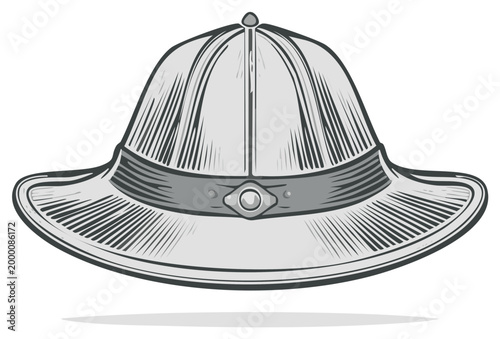 Safari Pith Helmet Illustration Classic Explorer Sun Protection Gear