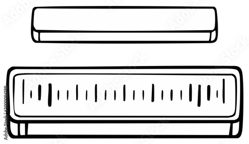 Illustrated ruler and scale showing measurement in black and white