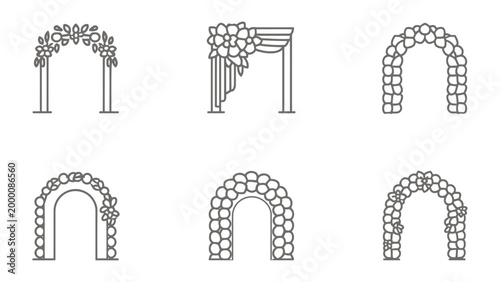Quadro su tela Elegant Archways for Ceremony: This image shows series of elegant archway designs, the quintessential gateway to unforgettable moments and cherished memories