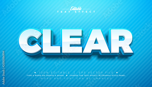 Clear Text Effect Design Editable Vector Graphic Style with Shadow and White Multilayered 3D Typography Lettering on Blue Background. Premium Illustration Template for Greeting Card, Flyer, Banner