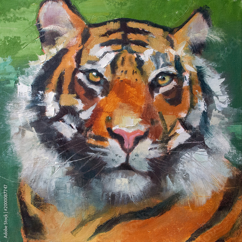 Quadro su tela Dipinto ad olio della Tigre del Bengala