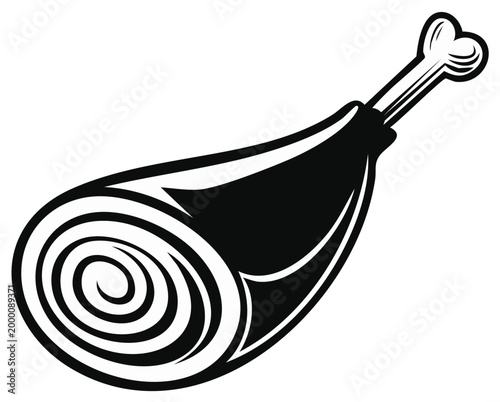 Stylized Ham Leg with Bone Food Item Ready to Eat Portion for Single Design Element