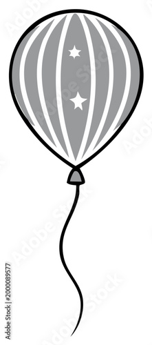 Stylized festive balloon with stripes and stars graphic design