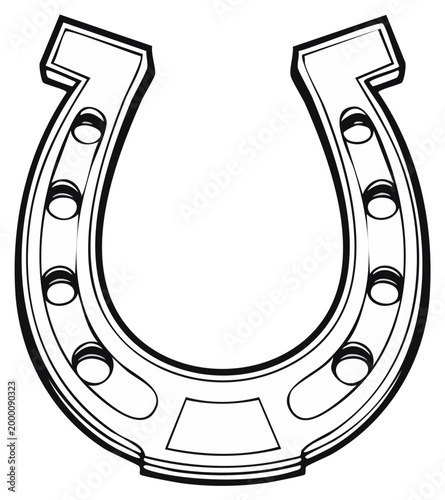 Outline illustration of a Horseshoe, A sign of good luck and Irish symbol vector drawing isolated