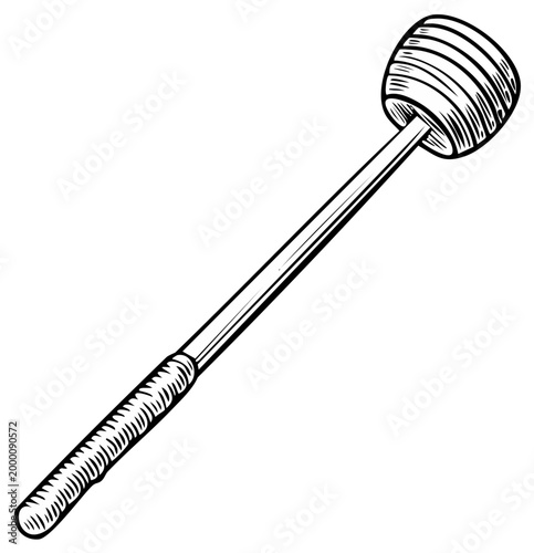 Honey dipper illustration, sketched in ink, for food and beverage design.