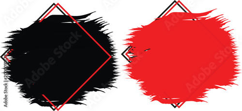 Dynamic brush effect abstract red and black strokes with diamond accents