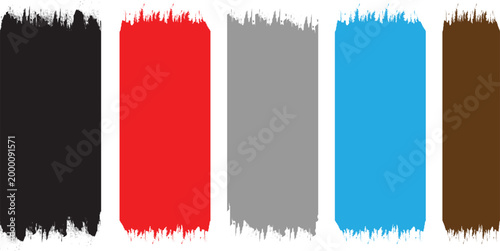 Burash effect color swatches black red gray blue and brown textured paint strokes