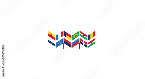 Collection of National Flags Displayed in a Row.