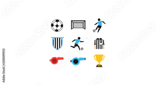 Collection of Soccer Icons and Symbols for Sports Enthusiasts.