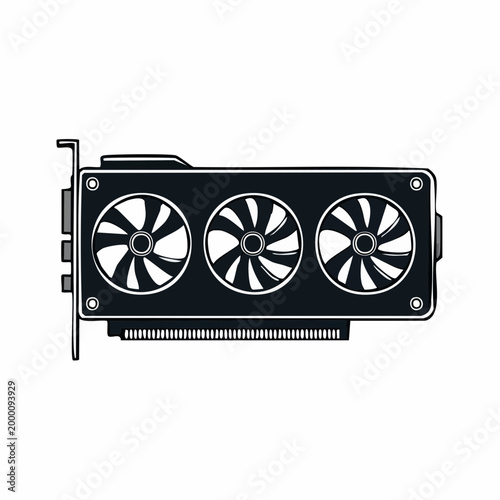 Illustration of a Computer Graphics Card with Three Fans
