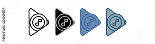 
Google Play Music Icon Set Multiple Style Collection with Video and Music Note Design