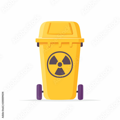 Yellow Radioactive Waste Bin with Symbol