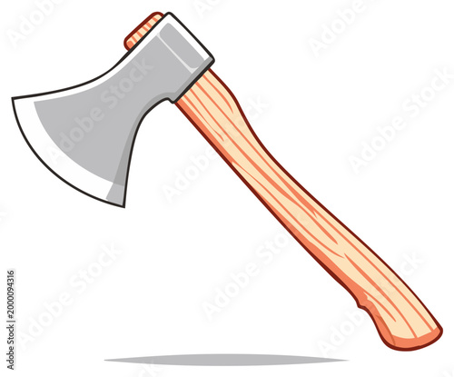 Lumberjack axe with wooden handle cartoon vector illustration