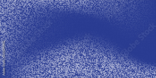 Retro 8-bit video game background with blue square pixel art texture.