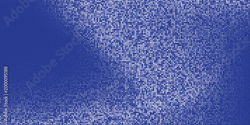 Dark blue abstract presentation background with white pixel border and blank center.