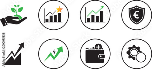  Financial growth and security icons a collection of business and investment symbols