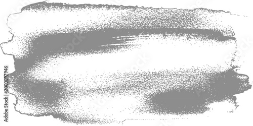 Single thick grey textured paint stroke isolated on white background as an artistic design element