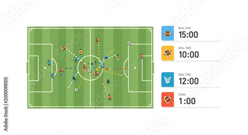 Soccer tactics board with player positions.