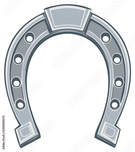 Stylized lucky horseshoe illustration showcasing traditional design and charm. Ideal for symbols of luck, good fortune, or Western themed projects.