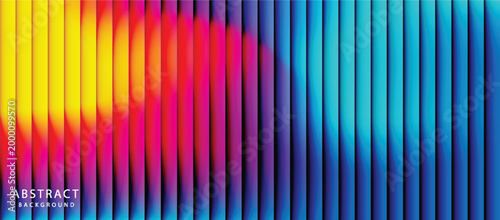 Bright vertical ribbed fractal glass texture with colorful rainbow gradient reflect energy and motion. Summer festival of colors in joyful waves perfect for bright design and creative project. Vector