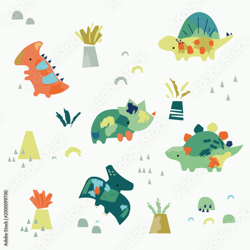 Dinosaur doodle illustration vector design 