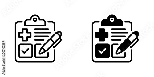 Medical Clipboard With Pen Vector Line Icon for Healthcare and Medical