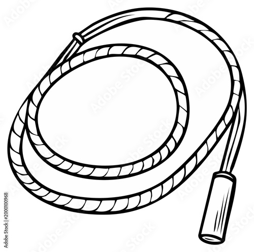 Illustration of a coiled jumping rope with a handle for exercise and fitness