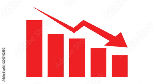 declining bar graph icon downward trend orange and red