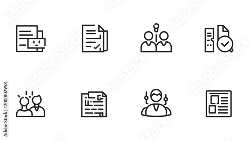 Document Icon Set: A series of sleek, minimalist icons capturing the essence of various documents, representing contracts, forms, approvals, and collaboration.