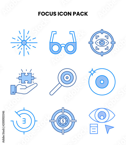 Focus Blue Set Icons Pack