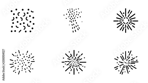 Tableau sur toile Celebration Elements: A collection of graphic elements representing bursts of energy, confetti, and fireworks, perfect for adding flair to festive designs
