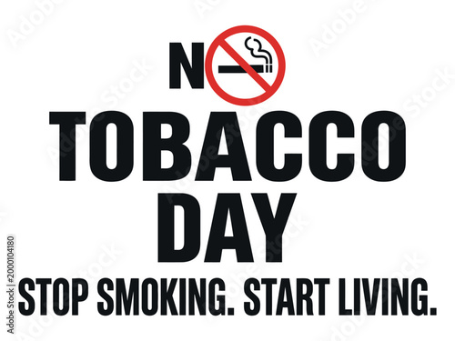 Free Download No tobacco day sign with no smoking symbol black text on white background - GFXLoad