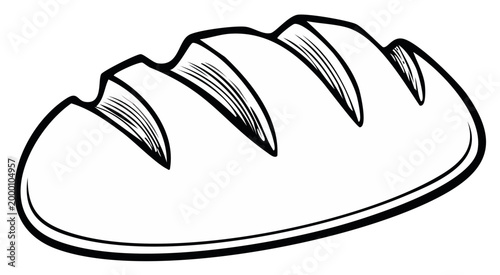 Loaf of Bread, Sketch Style Illustration of baked bread for coloring books and bakery designs