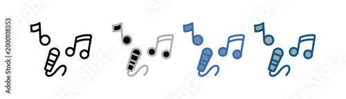 
Live music icon set multiple style collection with microphone and note design