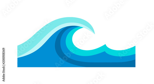 Stylized Blue Ocean Wave Illustration.